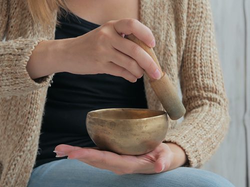meditation - woman with singing bowl - mountain laurel recovery center