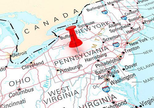 Opioid Addiction in Pennsylvania: Government Response & Resources - Pennsylvania on map