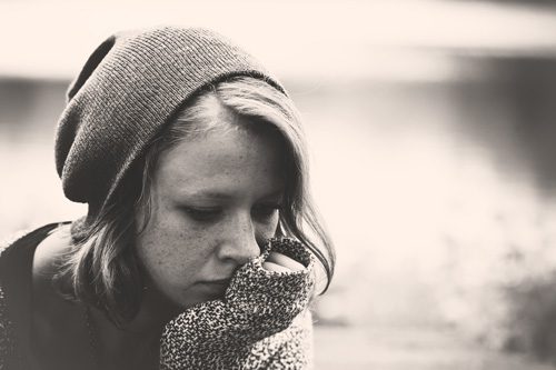 5-Common-Mental-Health-Disorders-Diagnosed-with-Addiction - b and w photo girl in stocking cap sad